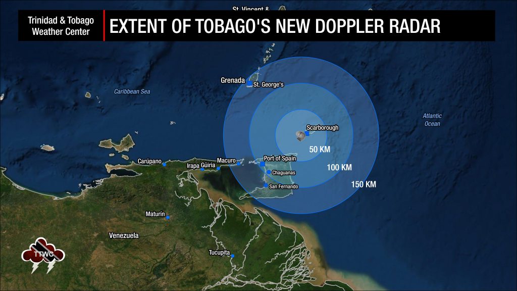Radial extent of Tobago's new Doppler radar