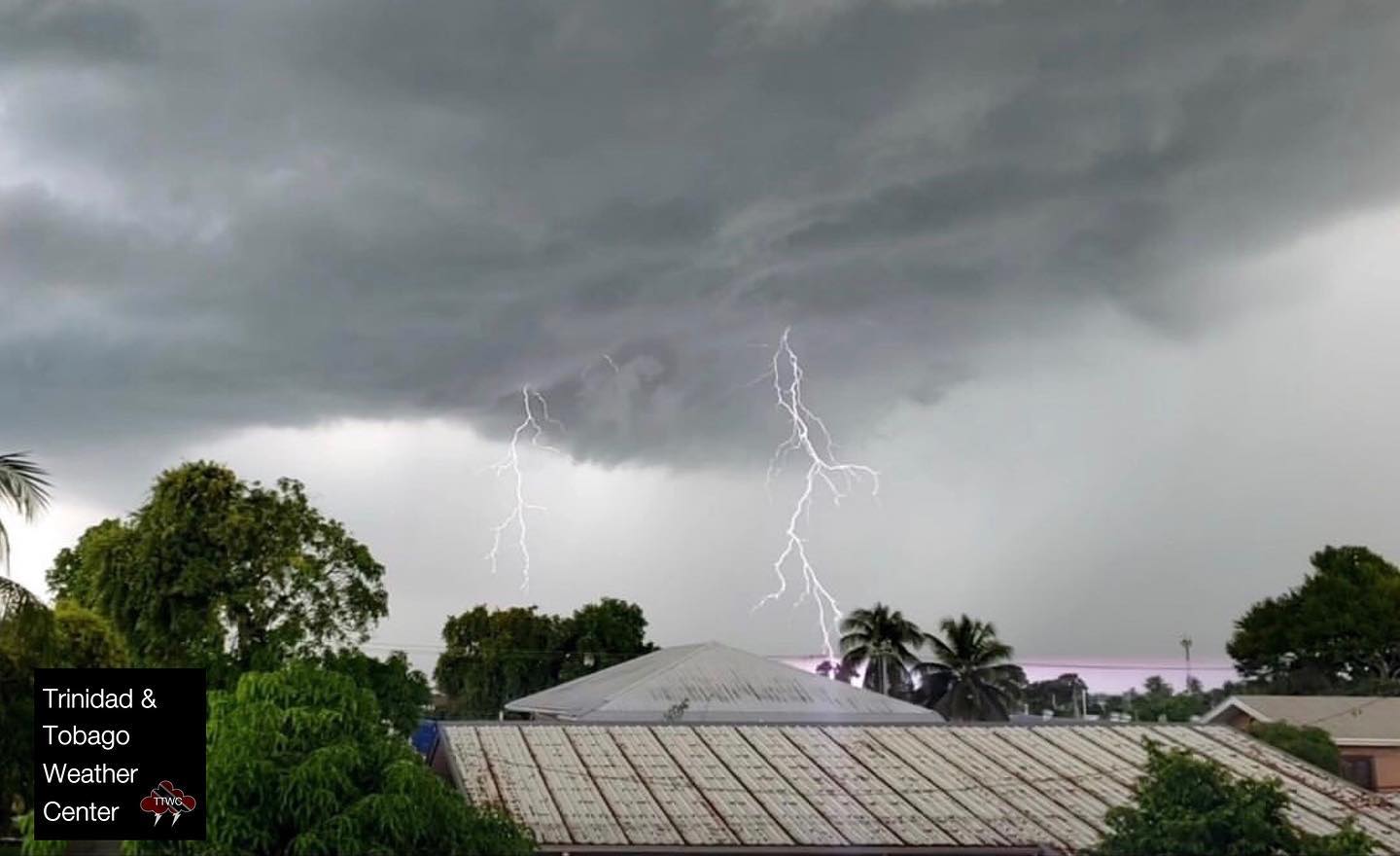 Dangerous cloud-to-ground lightning was spotted from Cunupia, Trinidad on 1st September 2020 as strong thunderstorms affected the area.