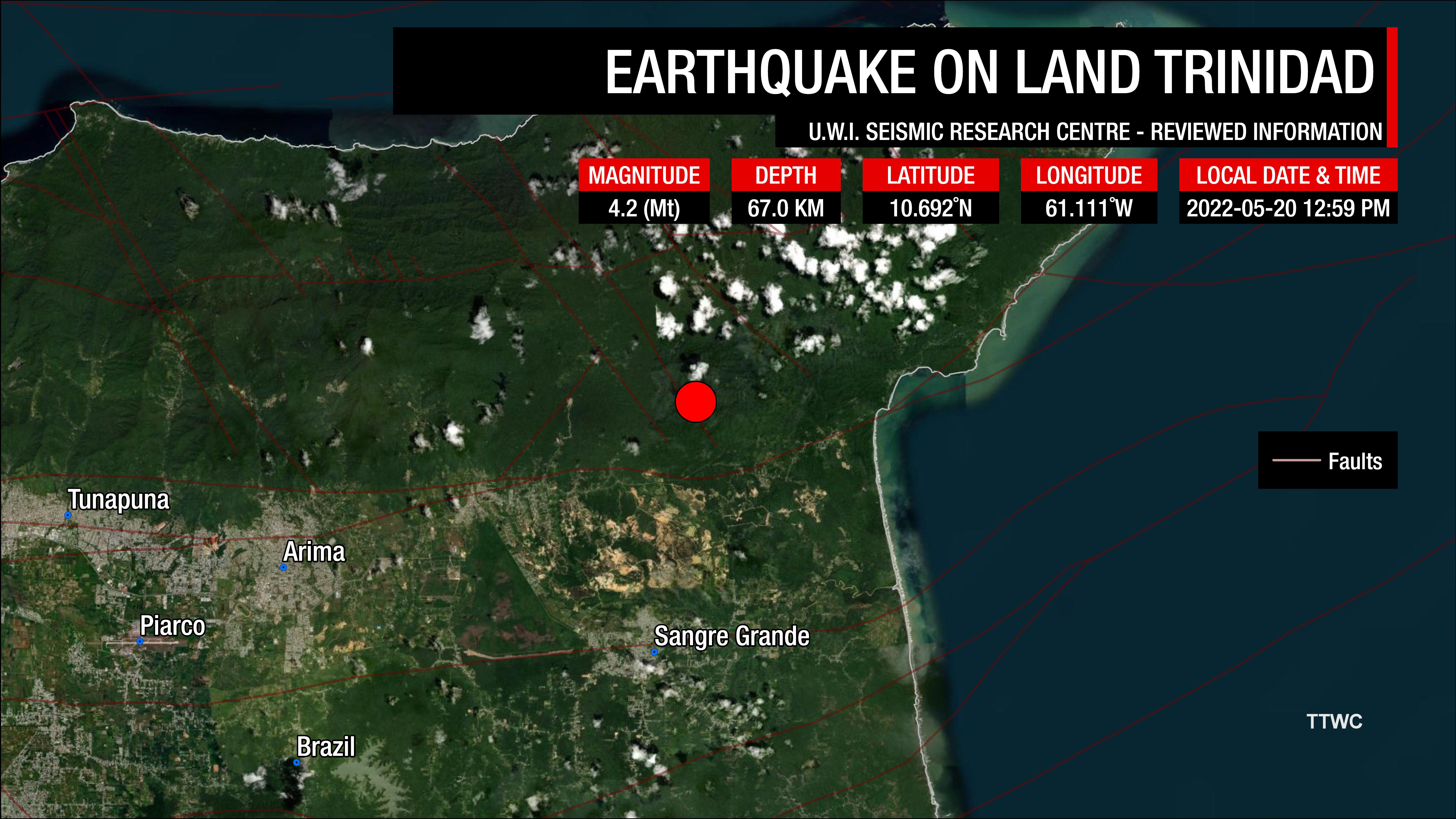 Information from the UWI SRC concerning the earthquake on land Trinidad.