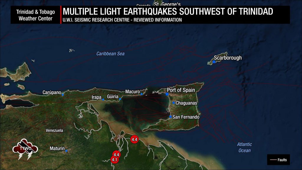 Information from the UWI SRC concerning the earthquakes south of Trinidad.