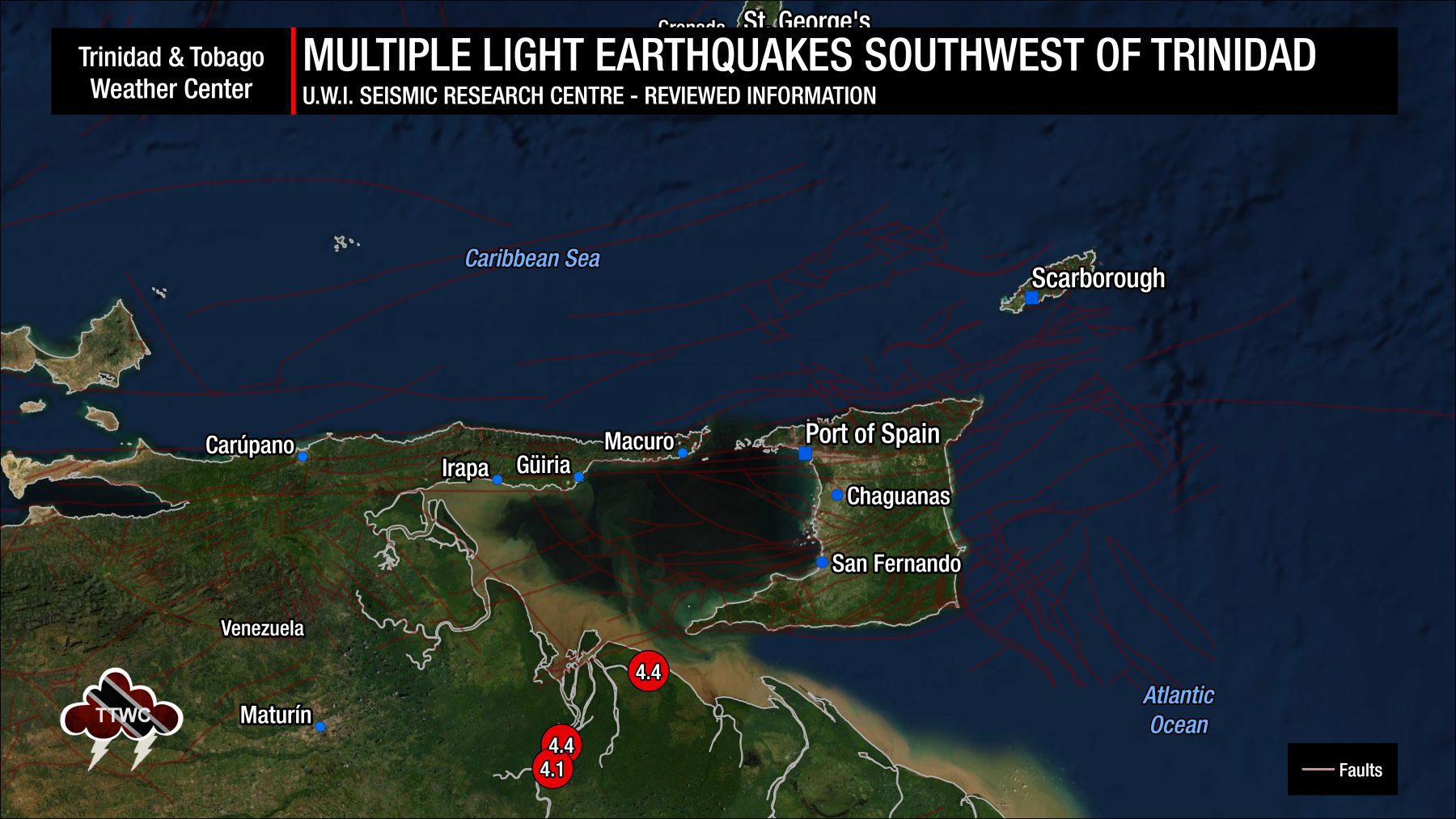 Information from the UWI SRC concerning the earthquakes south of Trinidad.