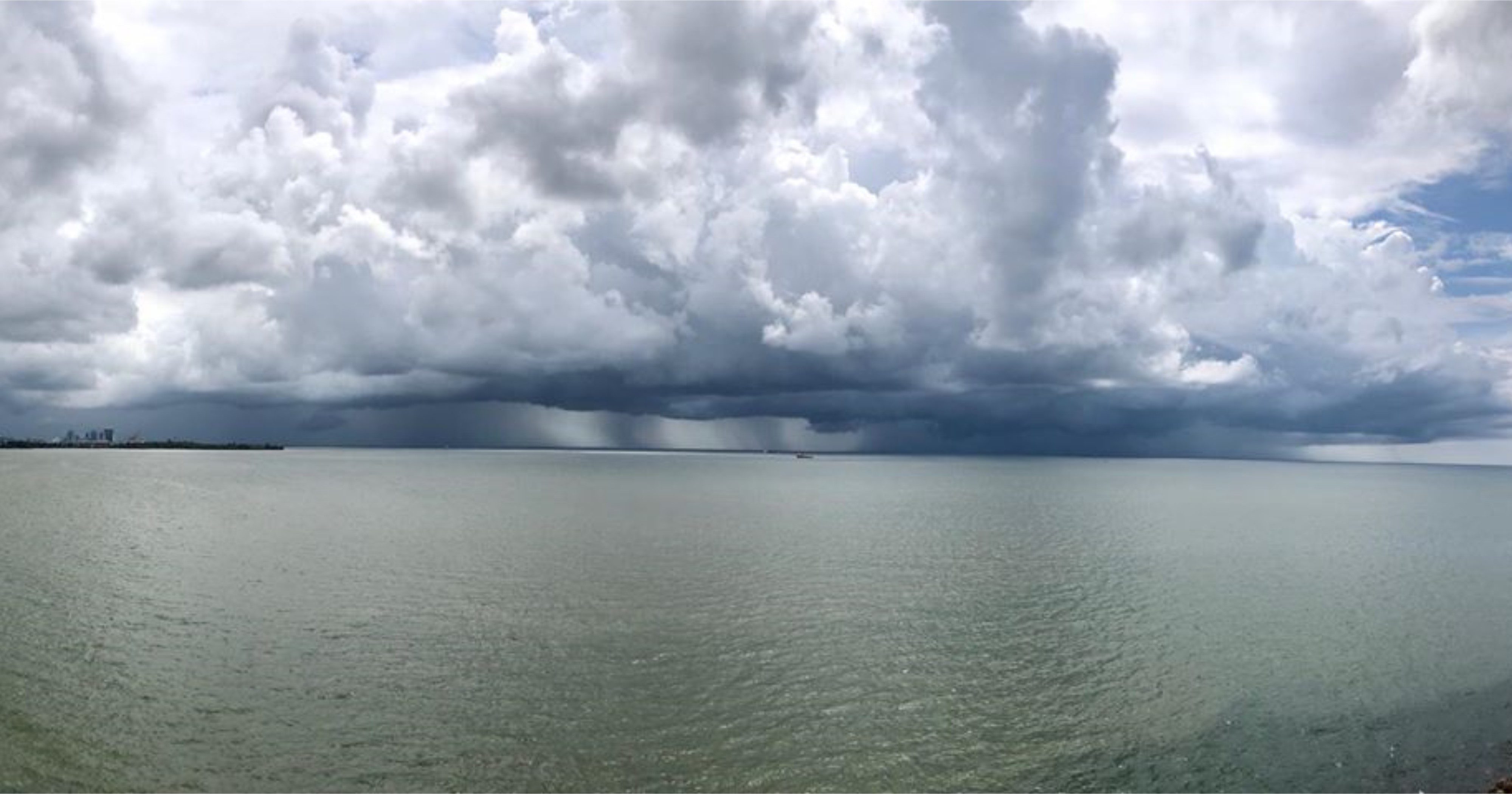 A mature thunderstorm moving into the Gulf of Paria during the 2019 Wet Season in Trinidad. Image: Karen Johnstone/Trinidad and Tobago Weather Center.
