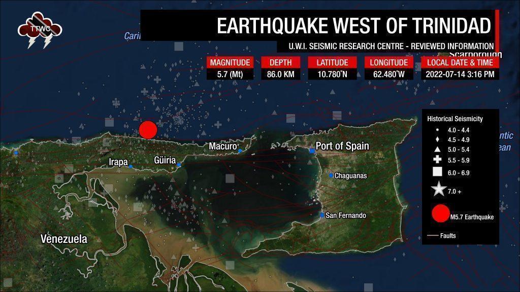 Information from the UWI SRC concerning the earthquake west/northwest of Trinidad.