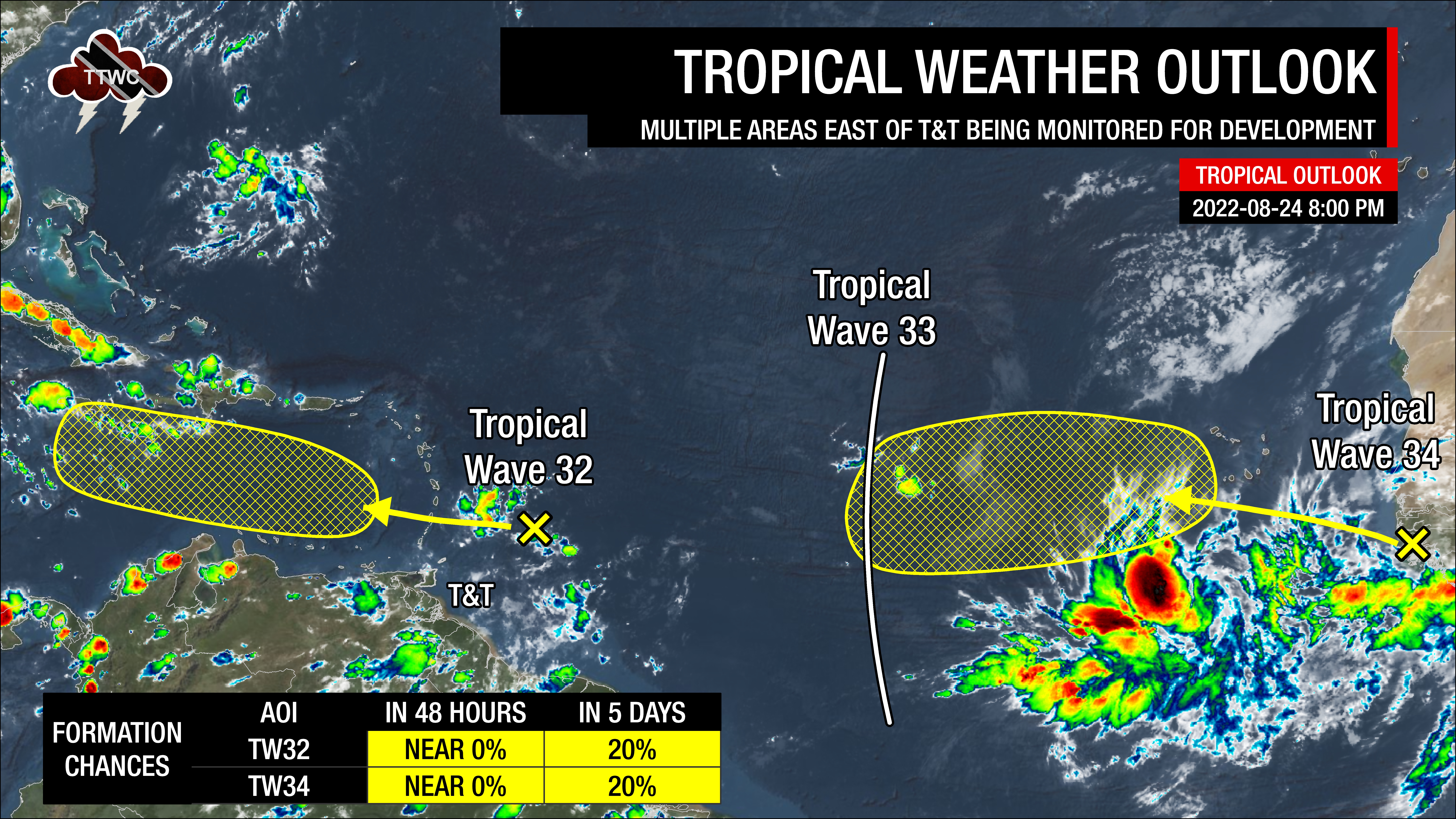 National Hurricane Center's Tropical Weather Outlook as of 8:00 PM Wednesday, August 24th, 2022