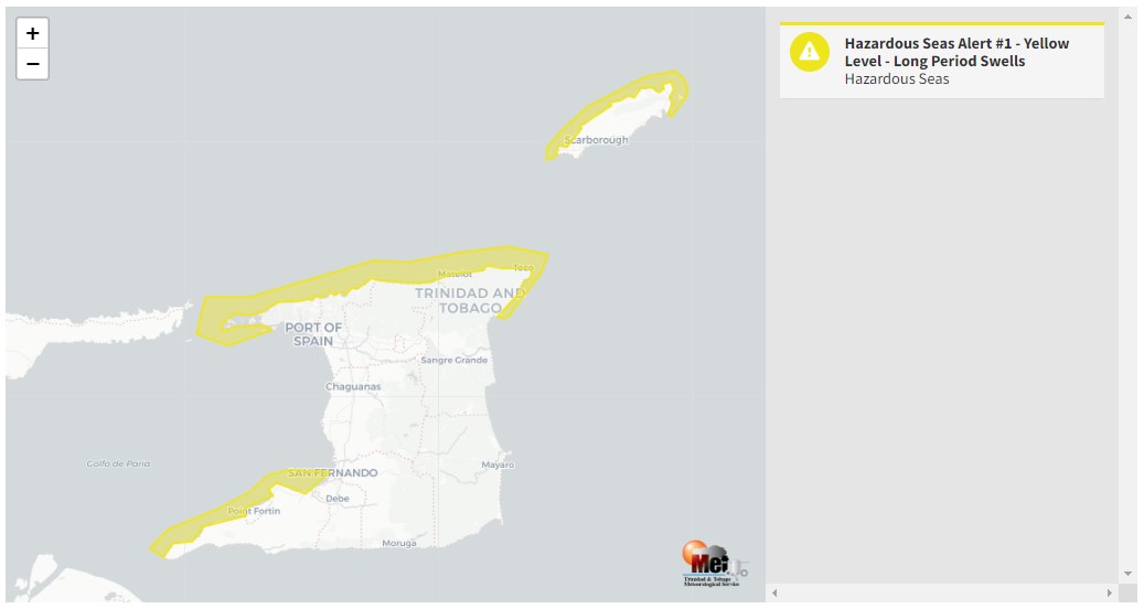Hazardous Seas Alert information from the Trinidad and Tobago Meteorological Service