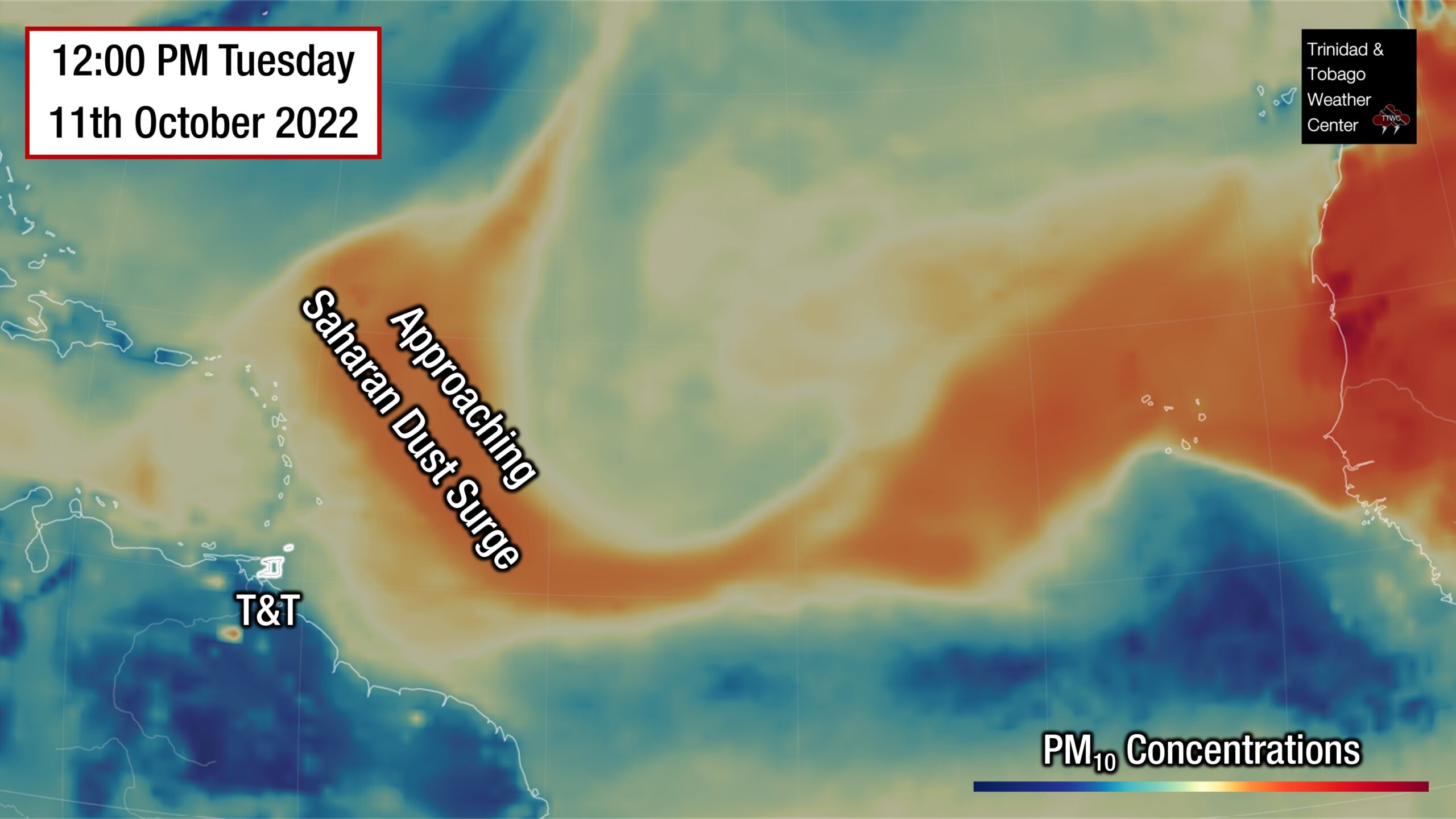 Saharan Dust Surge Ongoing Across Lesser Antilles Trinidad and Tobago