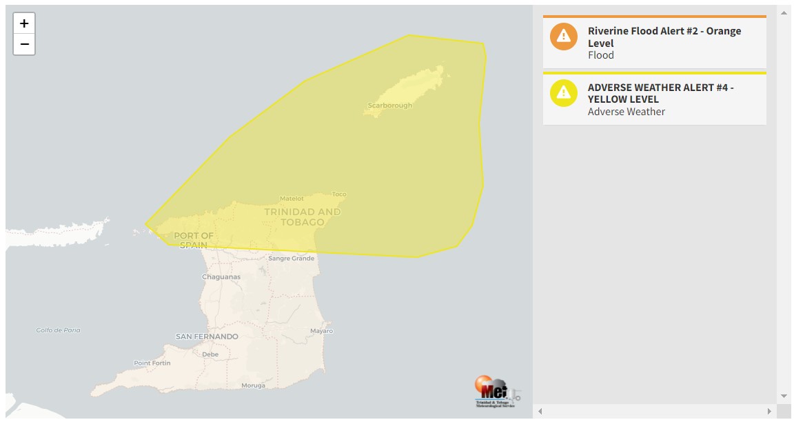 Adverse Weather Alert information from the Trinidad and Tobago Meteorological Service