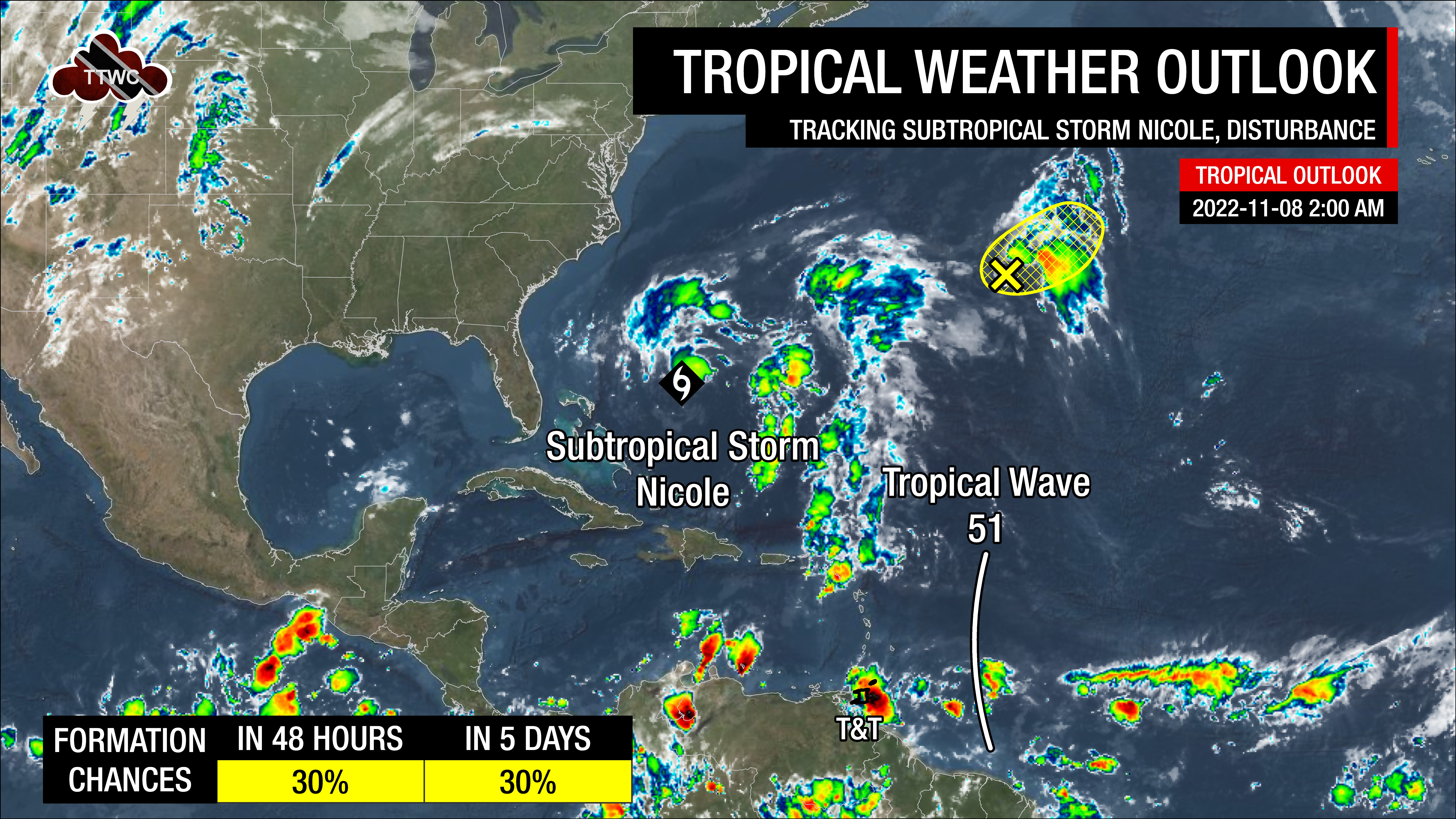 2:00 AM Tuesday, November 8th, 2022, Tropical Weather Outlook