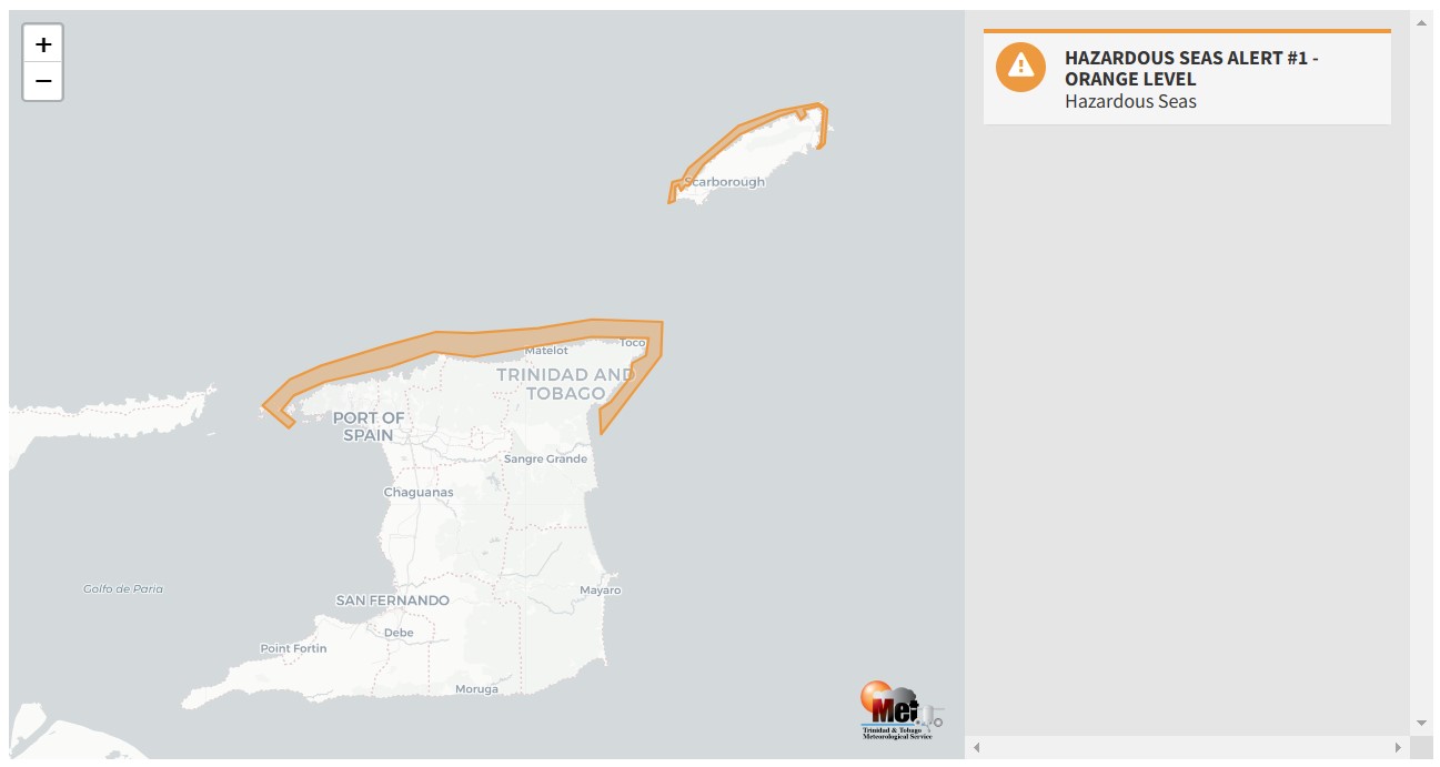 Hazardous Seas Alert information from the Trinidad and Tobago Meteorological Service