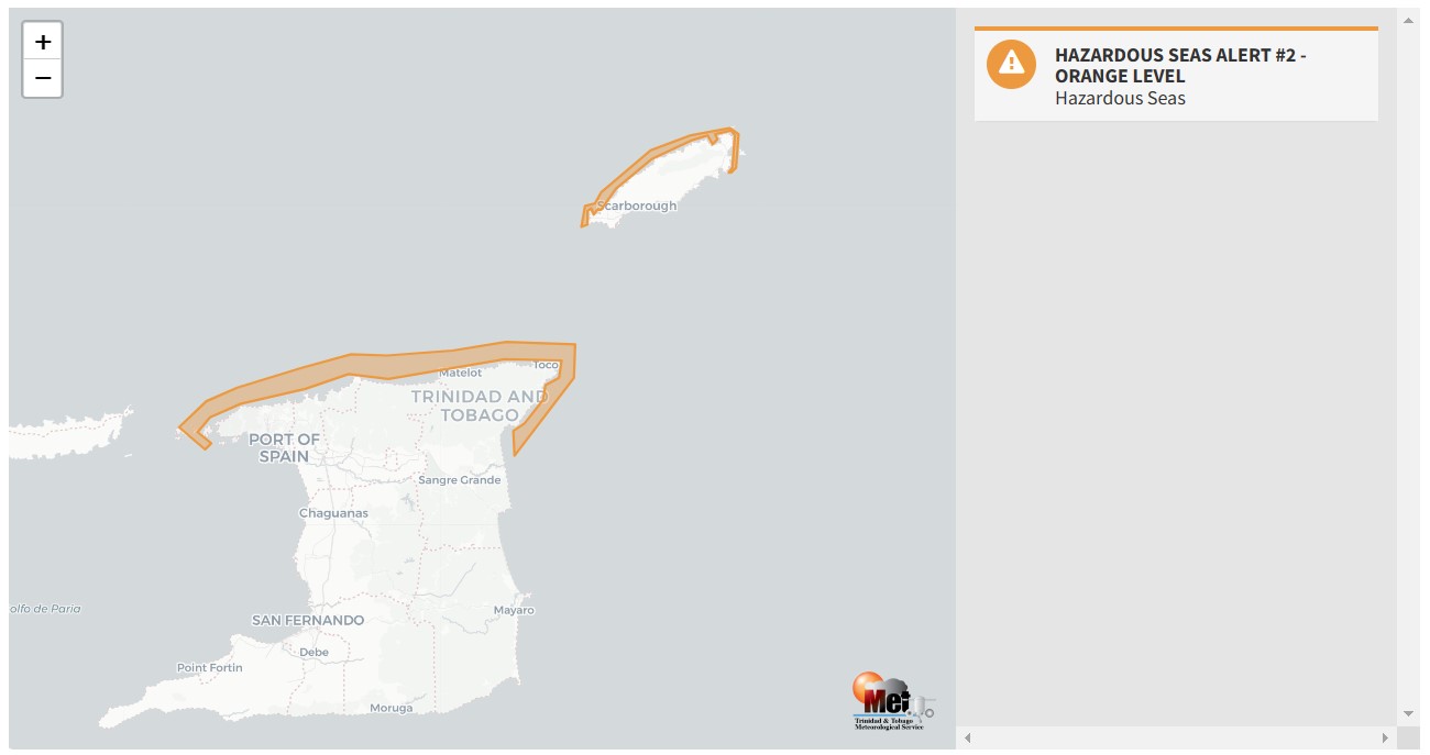 Hazardous Seas Alert information from the Trinidad and Tobago Meteorological Service