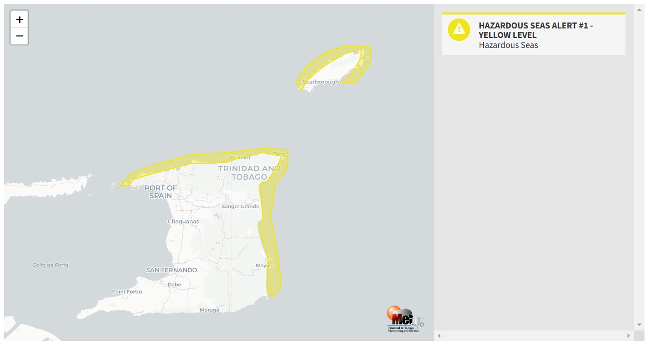 Hazardous Seas Alert information from the Trinidad and Tobago Meteorological Service