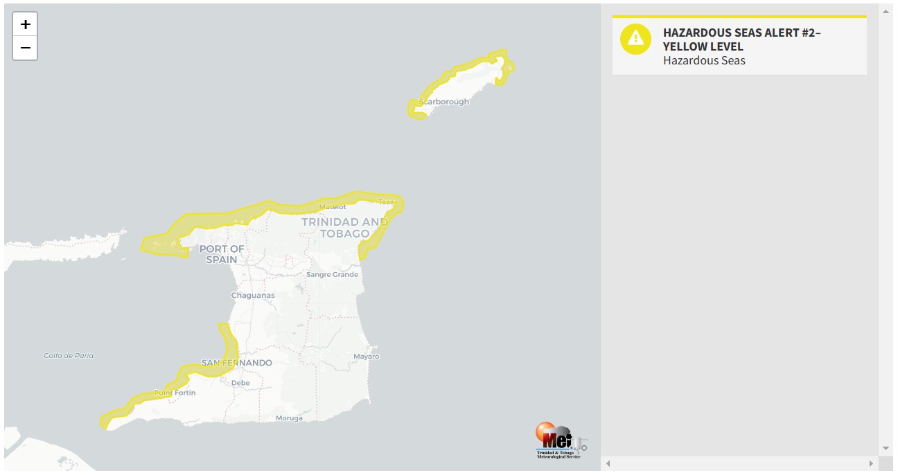 Hazardous Seas Alert information from the Trinidad and Tobago Meteorological Service