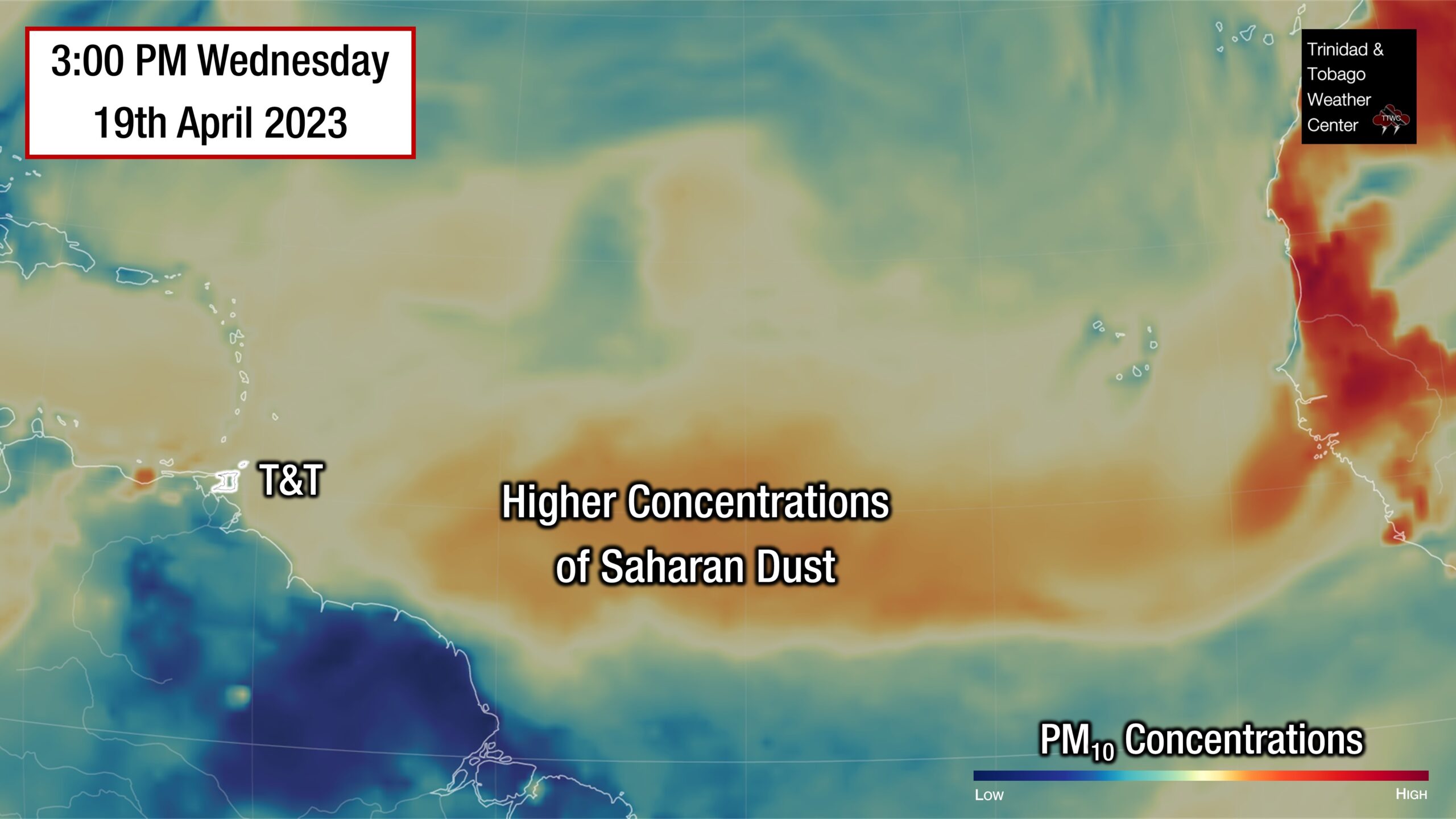 Saharan Dust Concentrations Forecast To Increase Through Friday