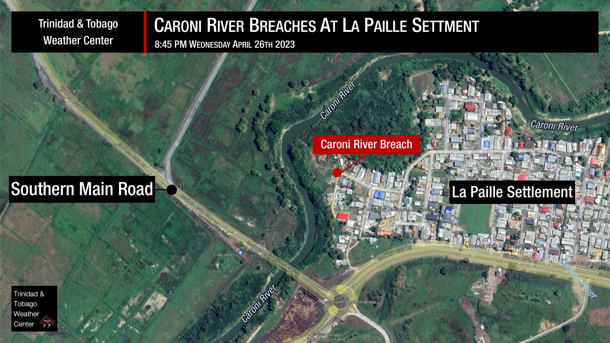 JUST IN: Caroni River Breaches At La Paille Settlement - Trinidad and ...