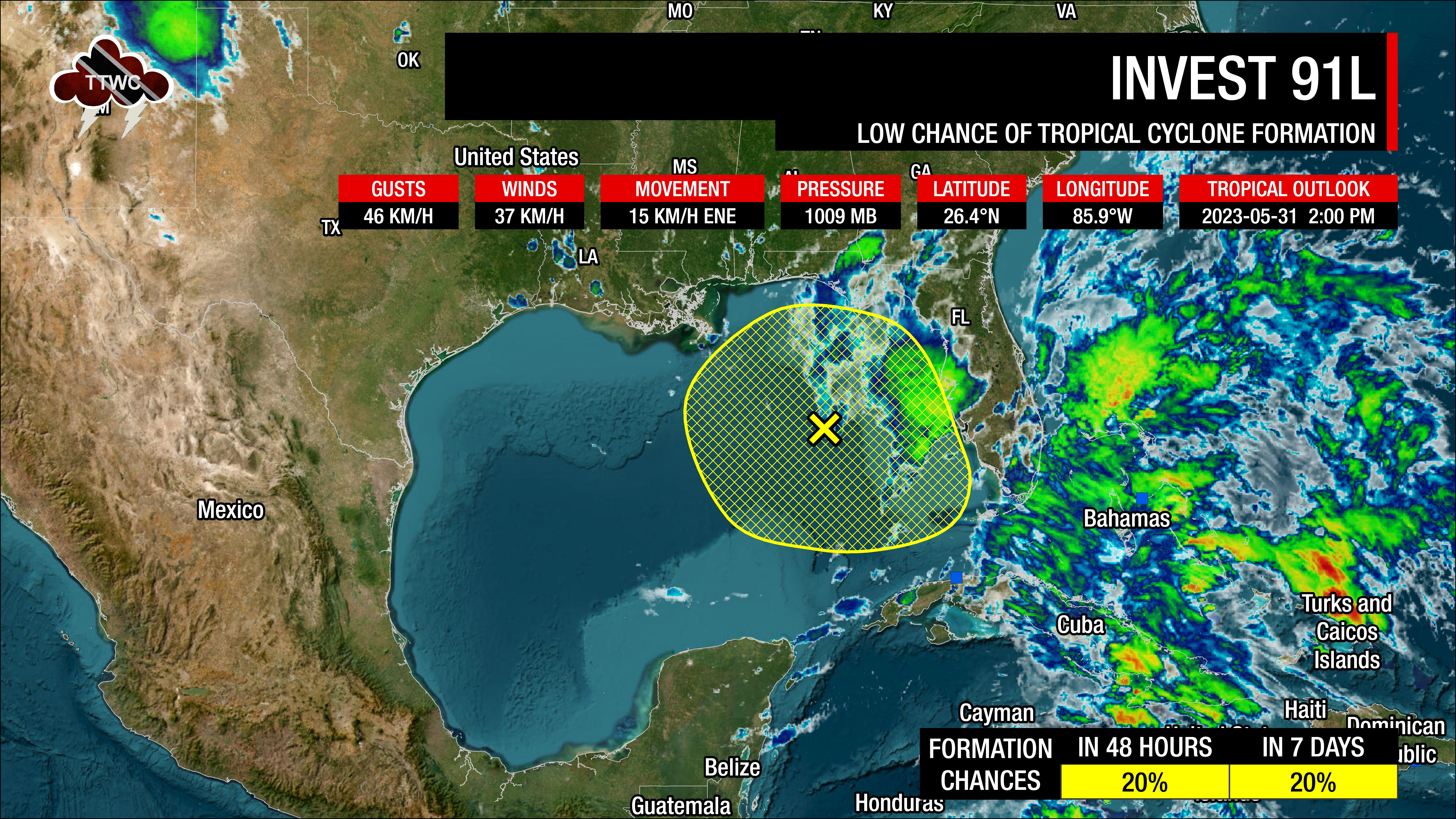 The 2:00 PM Wednesday, May 31st, 2023 Tropical Weather Outlook from the National Hurricane Center