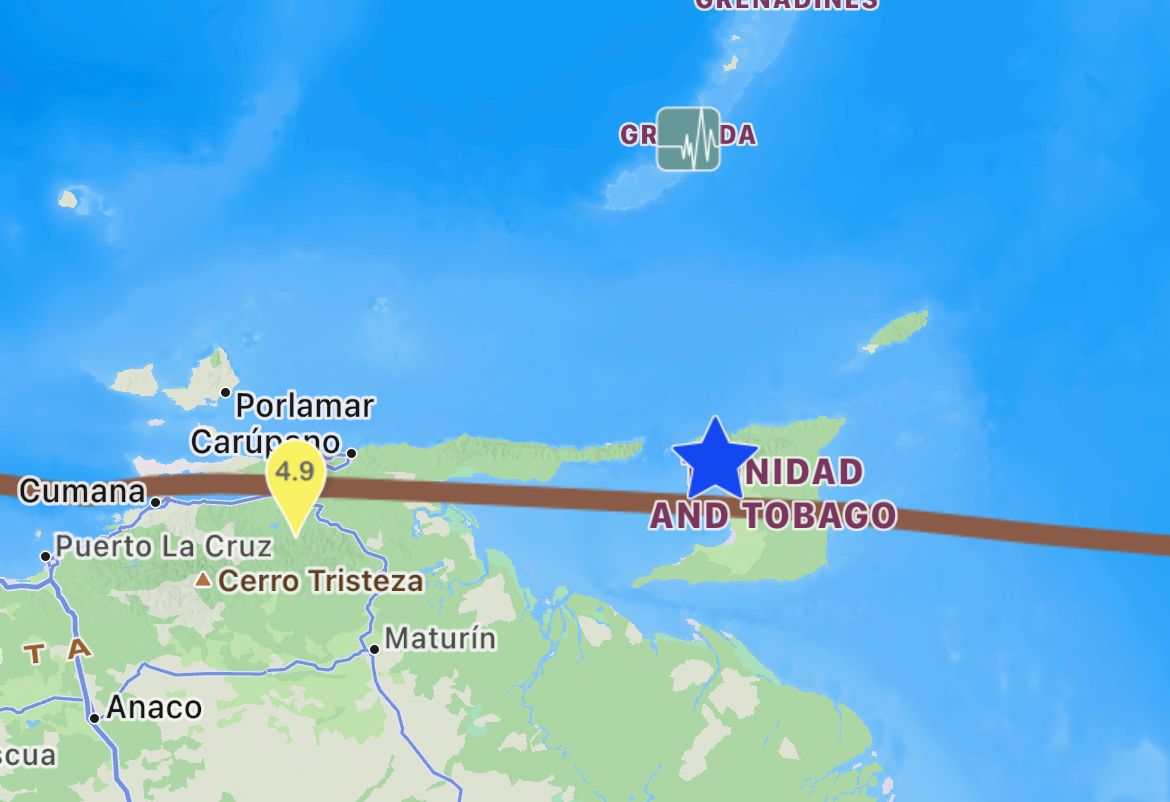 Information from the EMSC concerning the earthquake northwest of Trinidad.