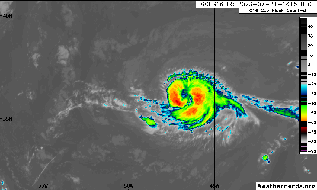 Tropical Storm Don in the North Atlantic Ocean on Friday, July 21st, 2023 (Weathernerds.org)