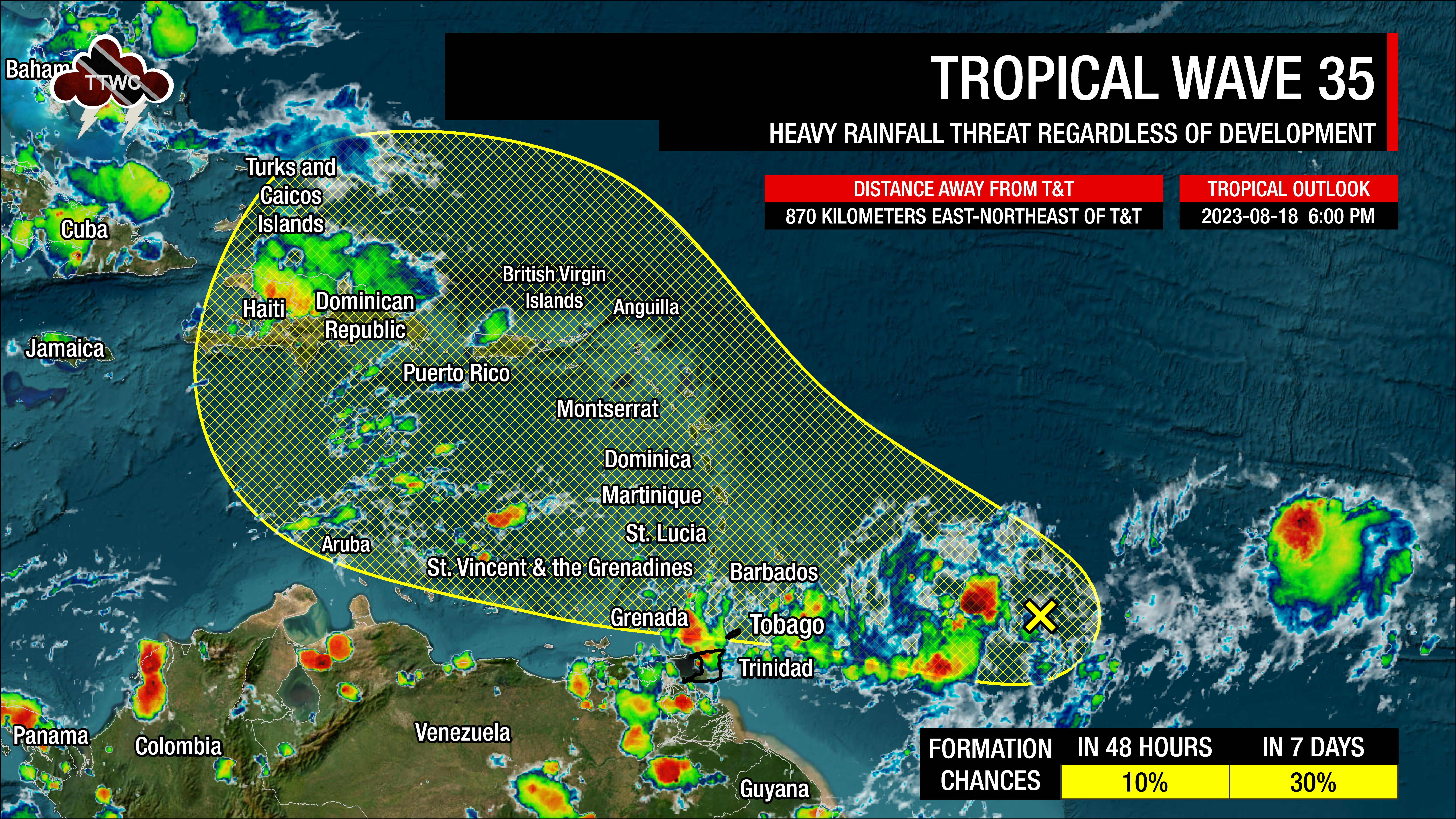 Forecast area from the National Hurricane Center for where a low-pressure system could develop over the coming days (National Hurricane Center)