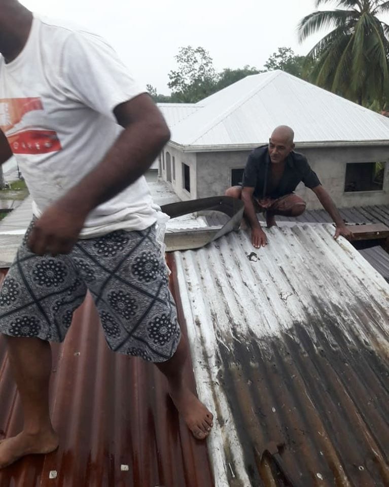 Roof repairs are being done at Union Village, Mayaro (Ministry of Rural Development & Local Government)