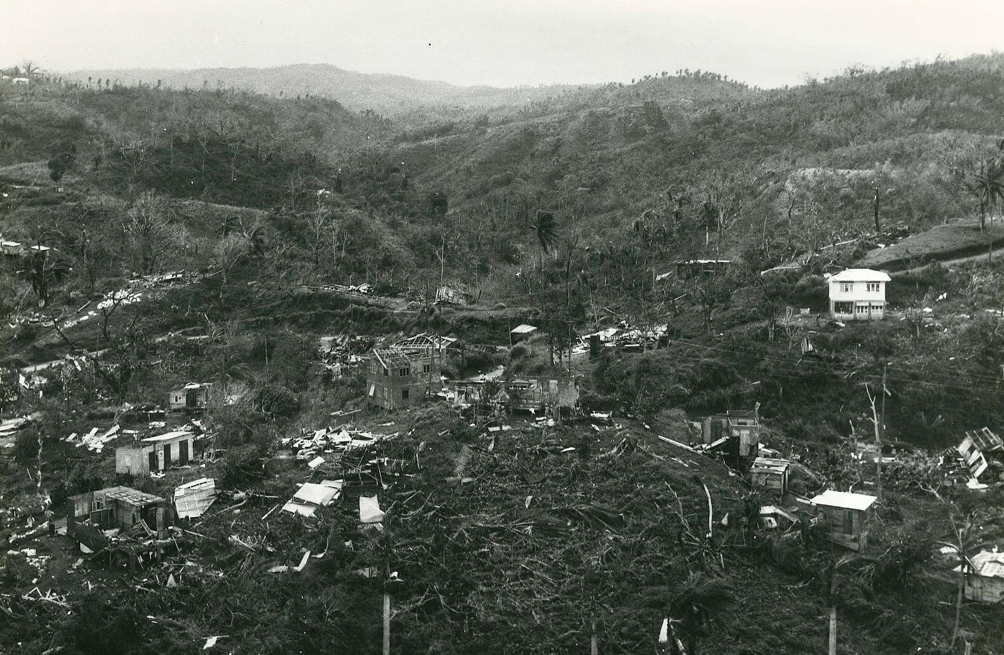Aerial photos from NATT Photo Collection show scenes of the destruction caused by Hurricane Flora in Tobago. (National Archives of Trinidad and Tobago)