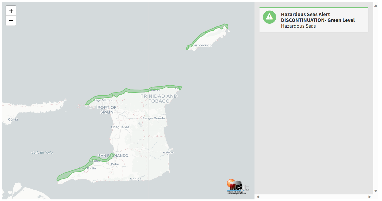 Hazardous Seas Alert information from the Trinidad and Tobago Meteorological Service