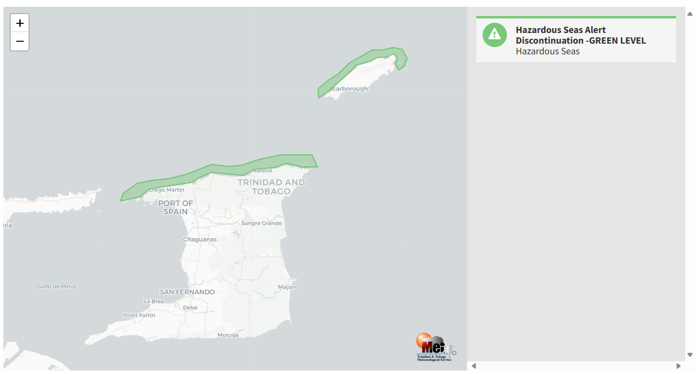 Hazardous Seas Alert information from the Trinidad and Tobago Meteorological Service