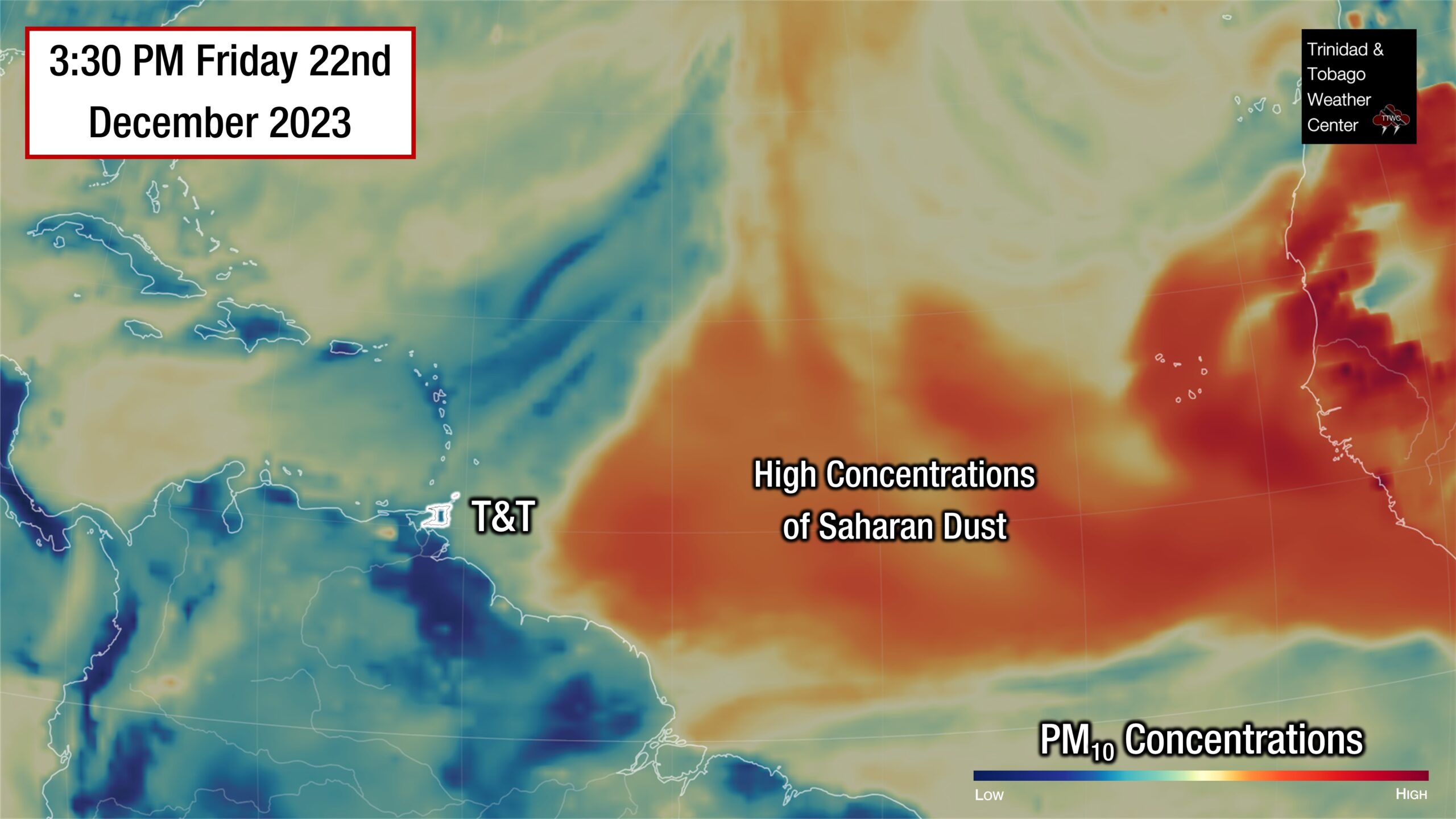 Significant Surge of Saharan Dust Forecast into Christmas 2023