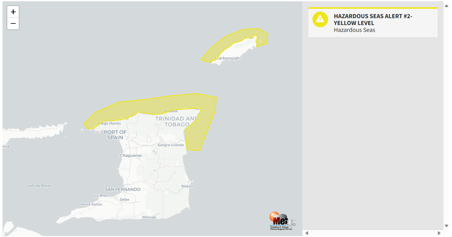Hazardous Seas Alert information from the Trinidad and Tobago Meteorological Service
