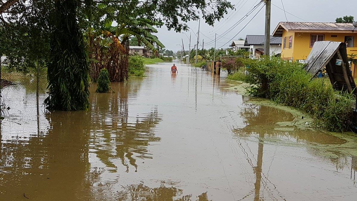Flooding in Barrackpore following the passage of Tropical Storm Bret in 2017. Photo: Cindy Raghubar