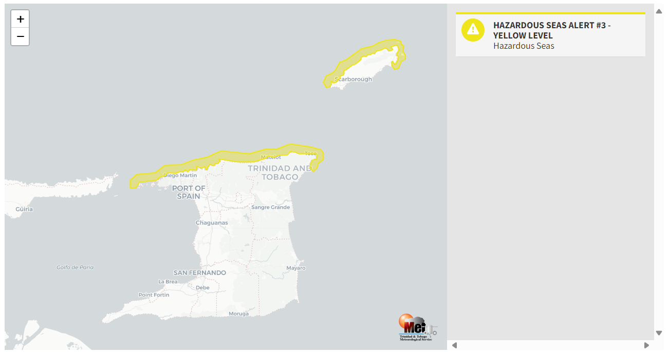 Hazardous Seas Alert information from the Trinidad and Tobago Meteorological Service