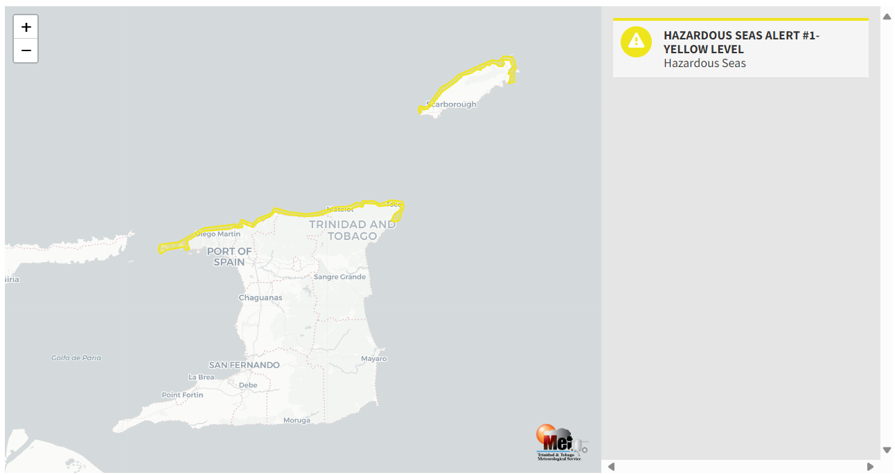 Hazardous Seas Alert information from the Trinidad and Tobago Meteorological Service