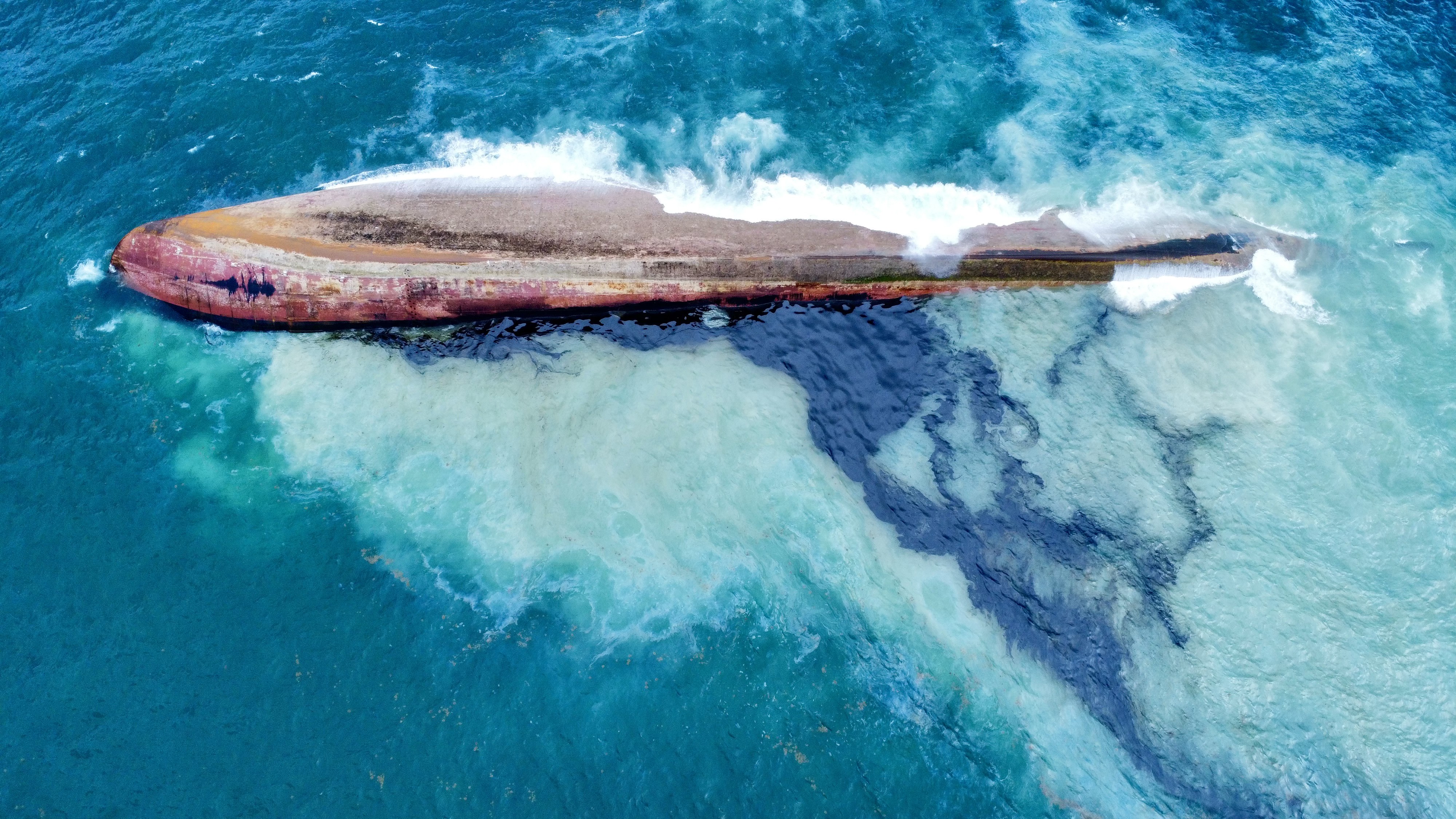 Gulfstream, the capsized vessel, leaked an oil-like substance into the coastal waters of Tobago, 150 meters south of Cove, on Wednesday, February 7th, 2024.
