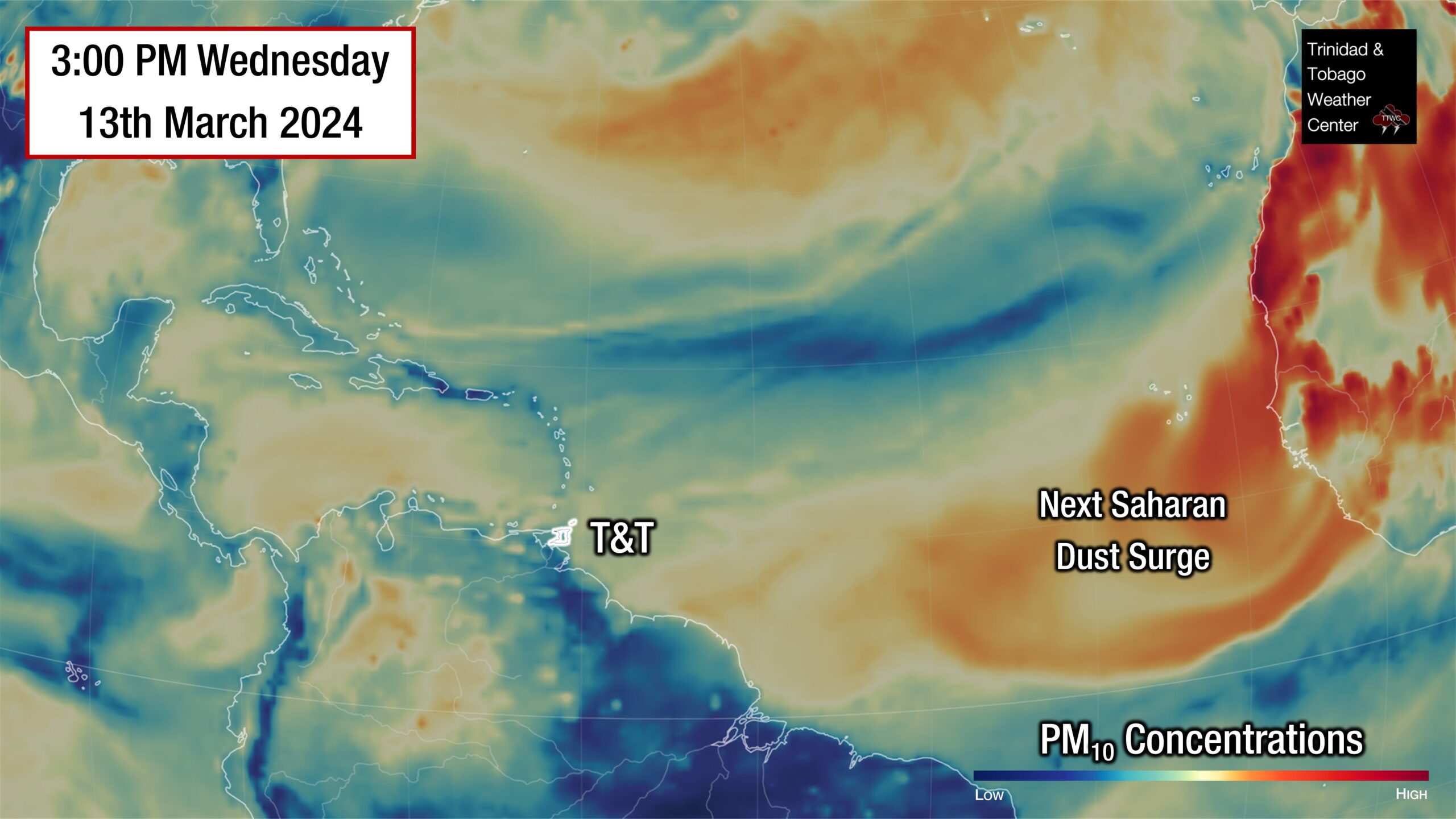 Saharan Dust Forecast Air Quality Outlook for Trinidad and Tobago