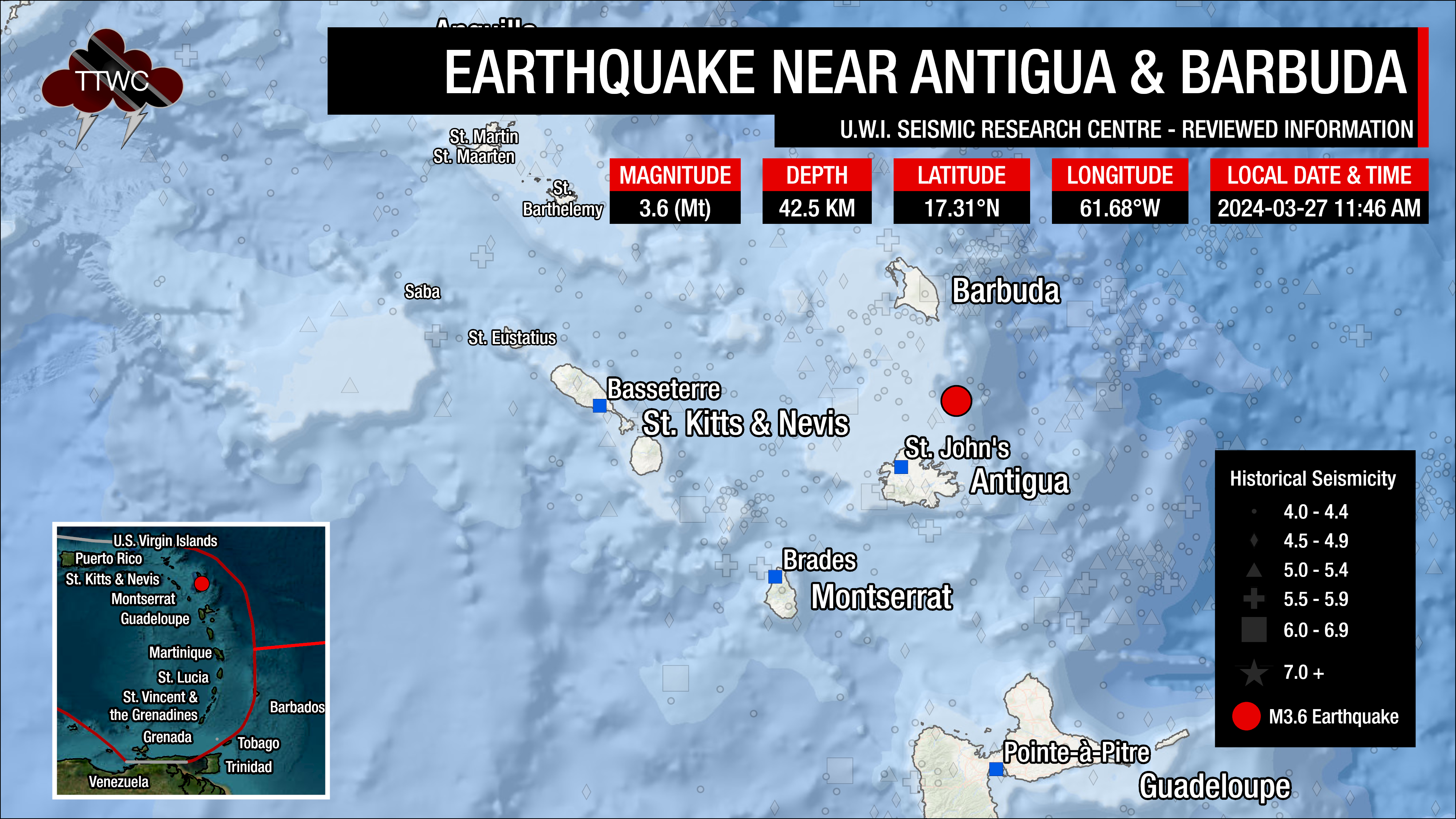 Information from the UWI SRC concerning the earthquake near Antigua and Barbuda