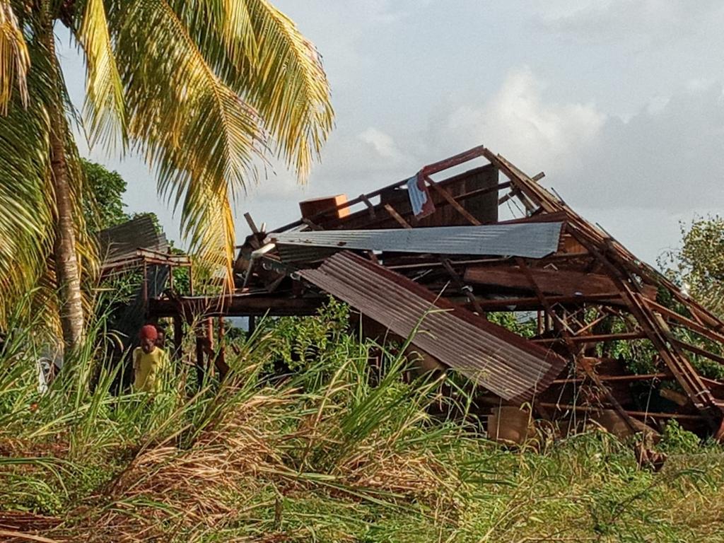 Collapsed home in Los Iros, South Trinidad, due to a tornado on August 16th, 2021.