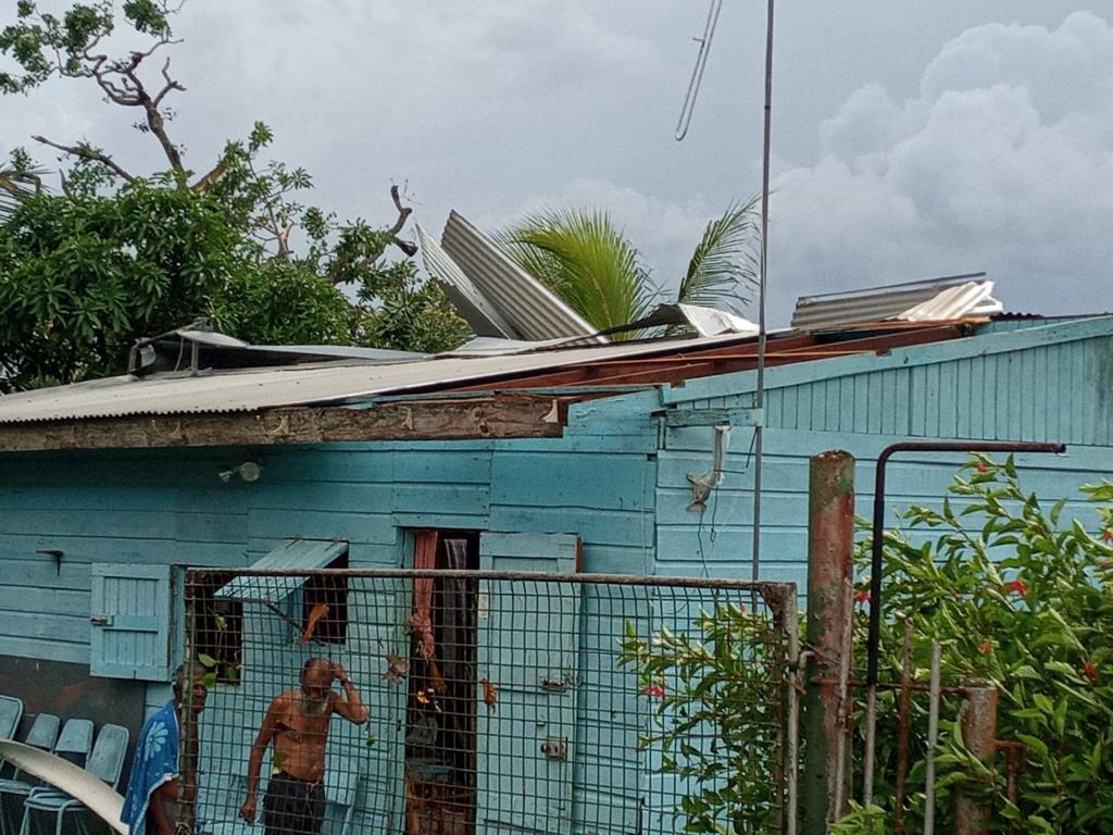 Partially blown off roof on a residential home in Los Iros, South Trinidad, due to a tornado on August 16th, 2021.