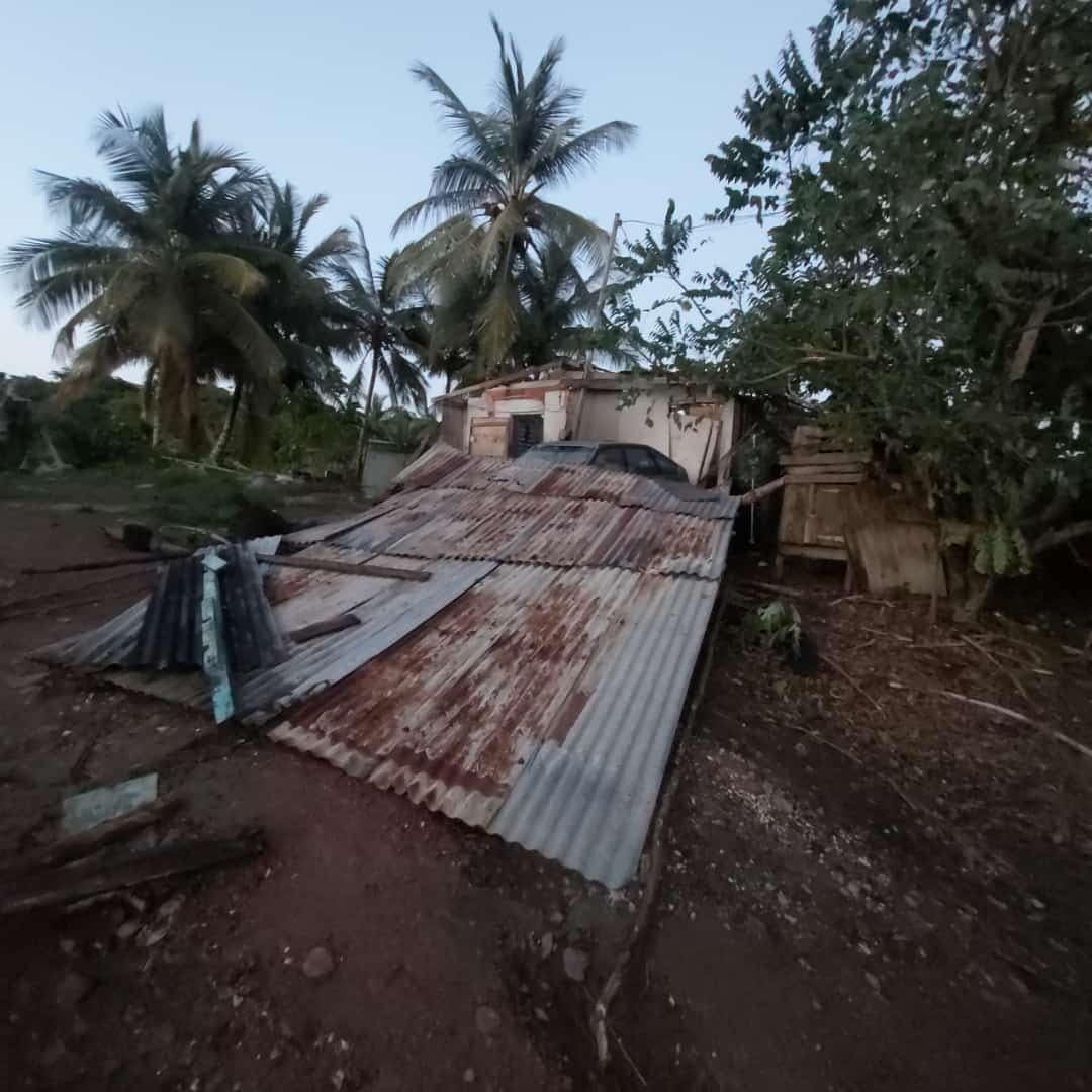 Blown off roof in Los Iros, South Trinidad, due to a tornado on August 16th, 2021.