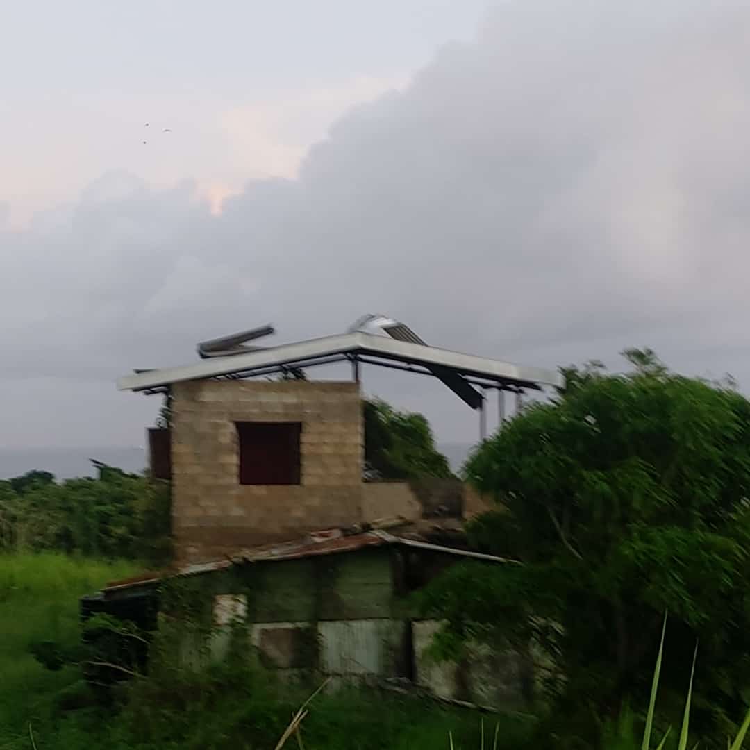 Partially destroyed home in Los Iros, South Trinidad, due to a tornado on August 16th, 2021.
