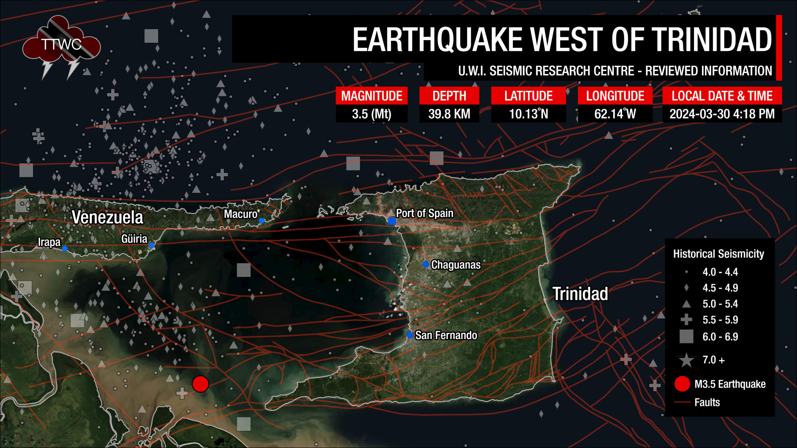 Minor Earthquake Recorded Near Southwest Trinidad - Trinidad And Tobago 