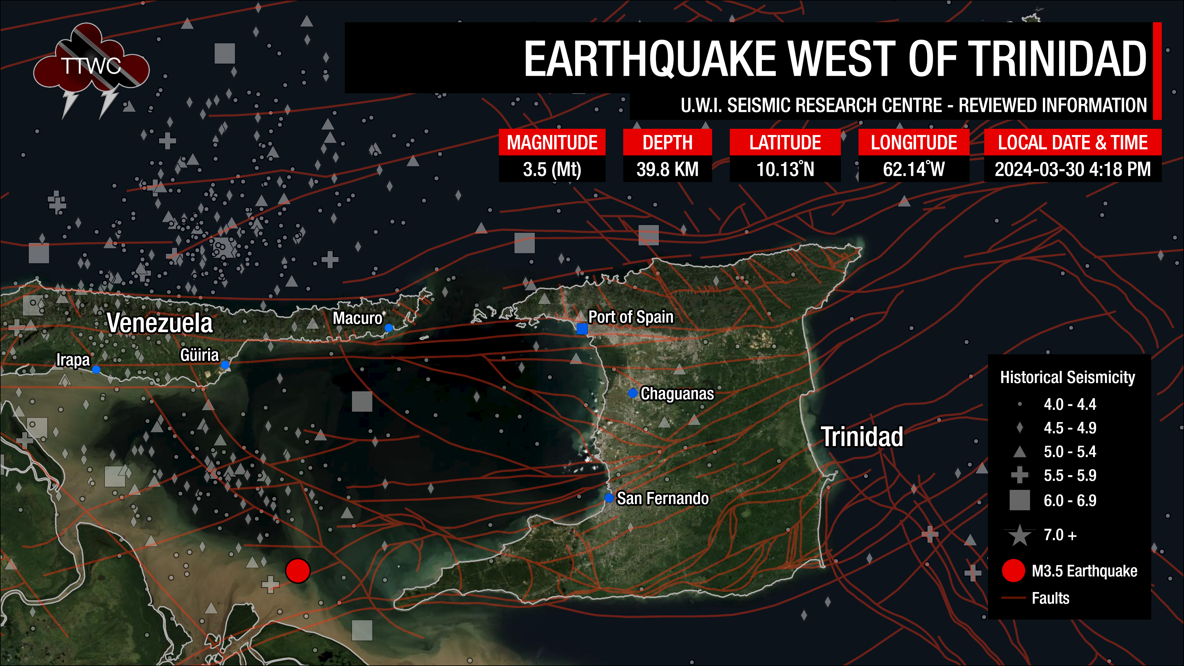 Information from the UWI SRC concerning the earthquake west of Trinidad