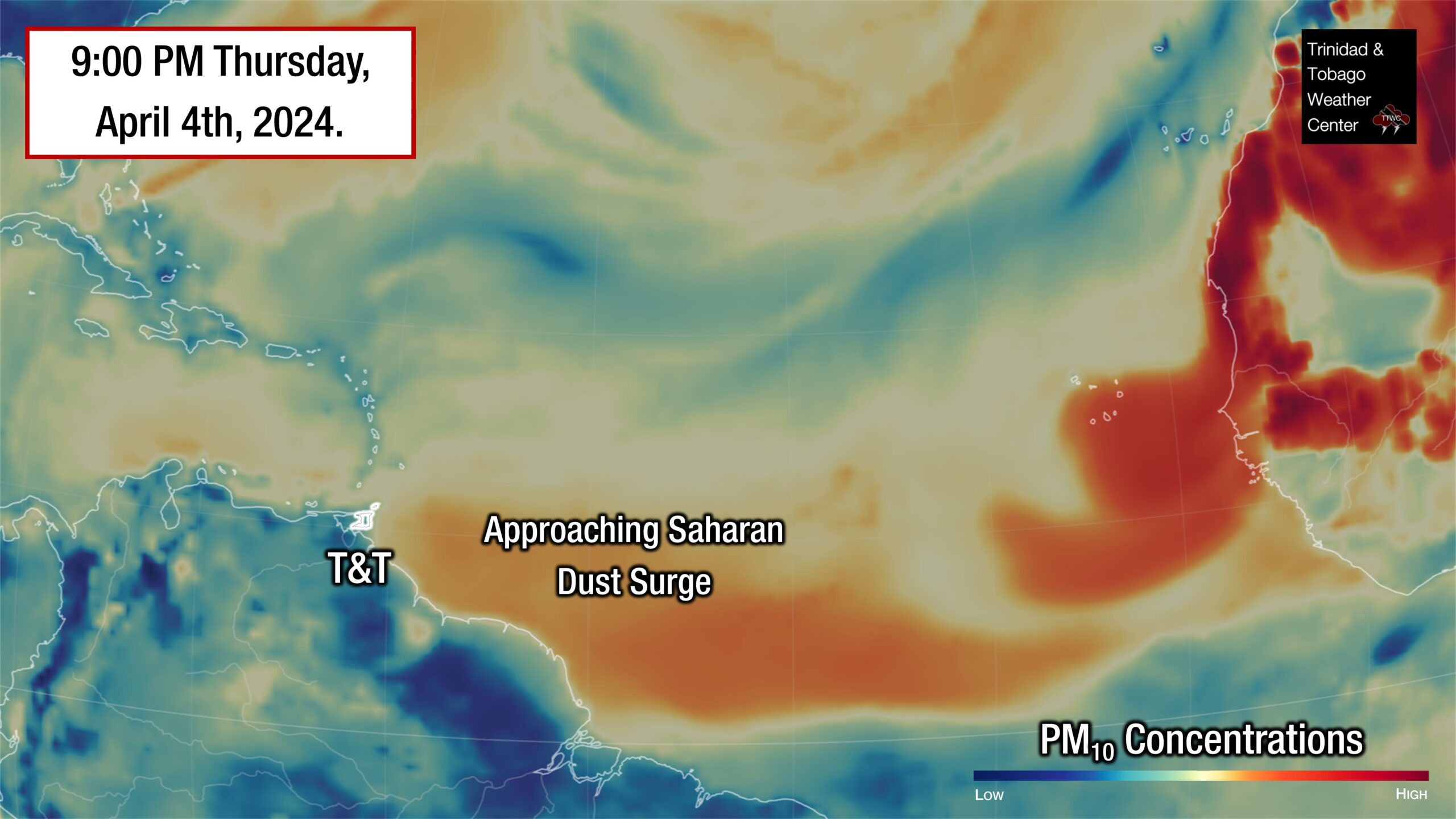 Surge of Saharan Dust Moves In Across T&T Trinidad and Tobago Weather