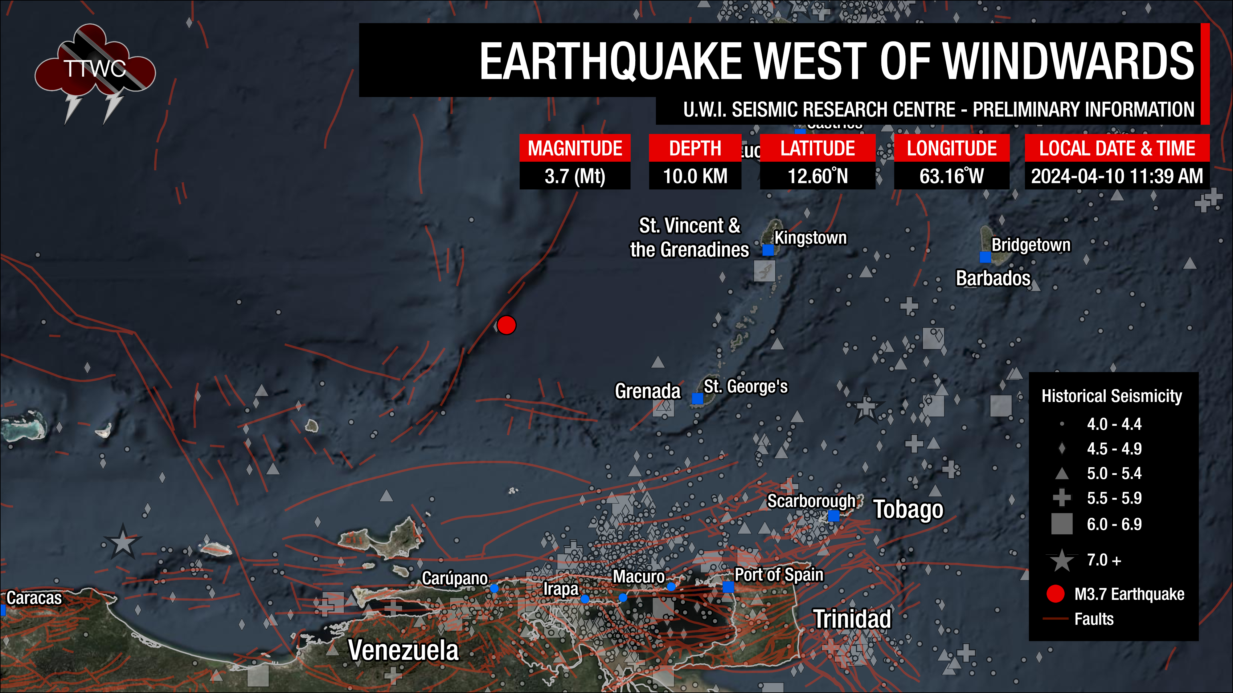 Information from the UWI SRC concerning the earthquake west of the Windwards.