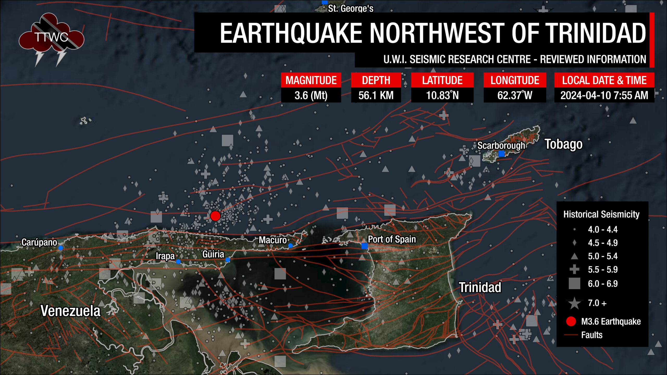 Minor Earthquake Recorded Northwest Of Trinidad - Trinidad And Tobago 