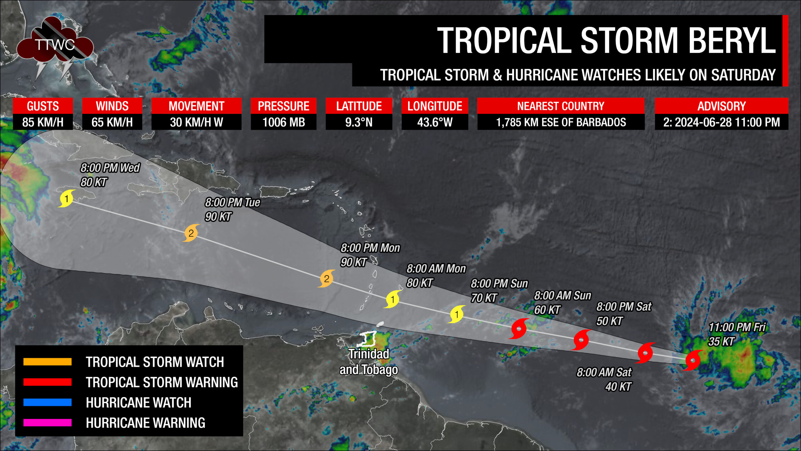 Tropical Storm Beryl Forms East of Windward Islands - Trinidad and ...