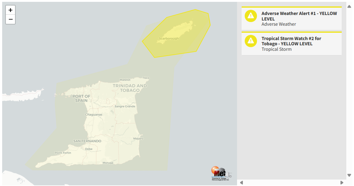 Tropical Storm Watch information from the Trinidad and Tobago Meteorological Service