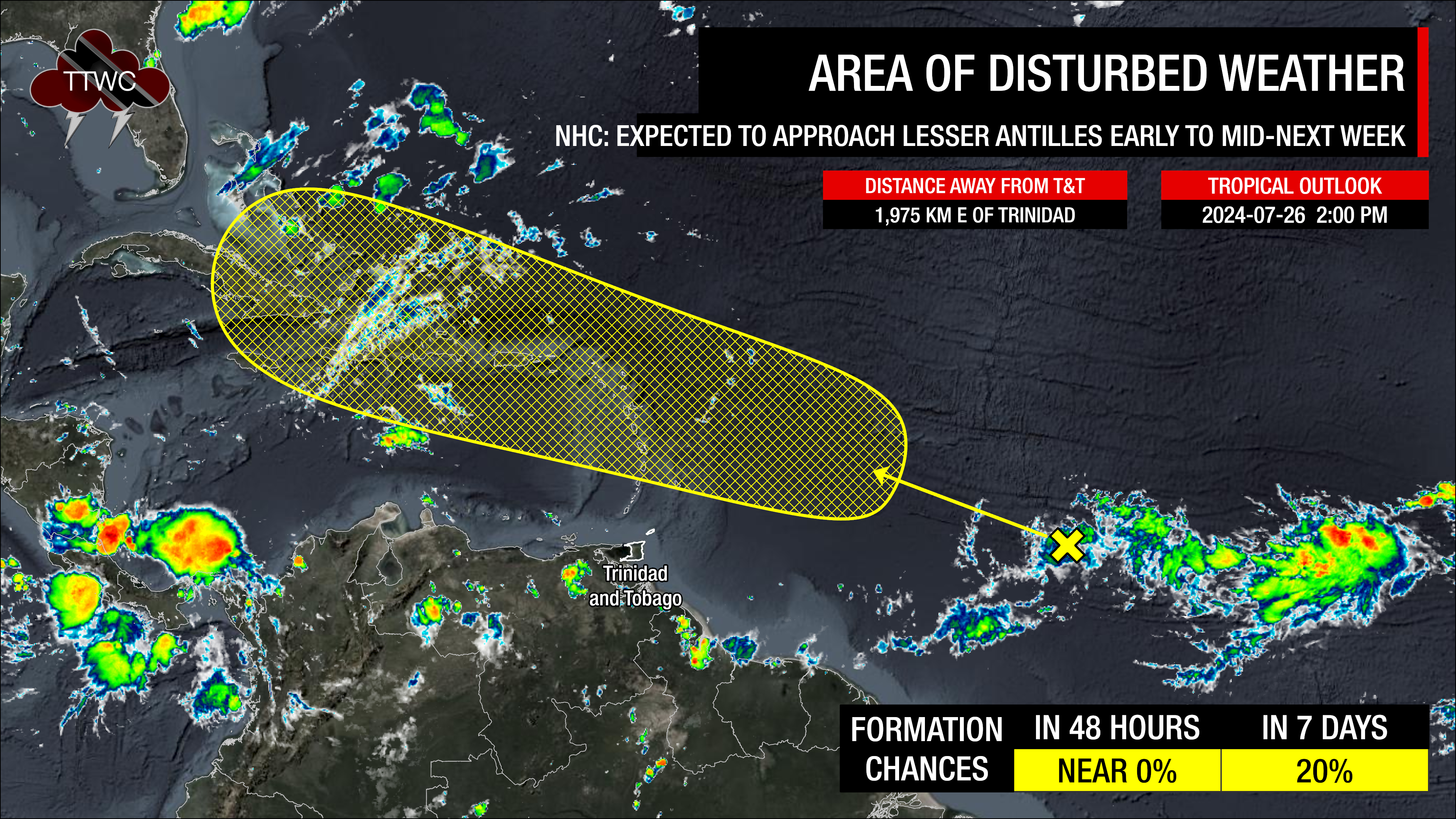 Tropical Weather Outlook from the National Hurricane Center's 2:00 PM Friday, July 26th, 2024, update.
