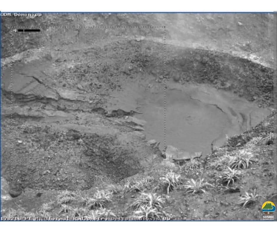Lack of water at Boiling Lake Dominica on July 8th, 2024 (Photo: Screenshot from the lake's live camera on July 8th, 2024 from the UWI SRC)