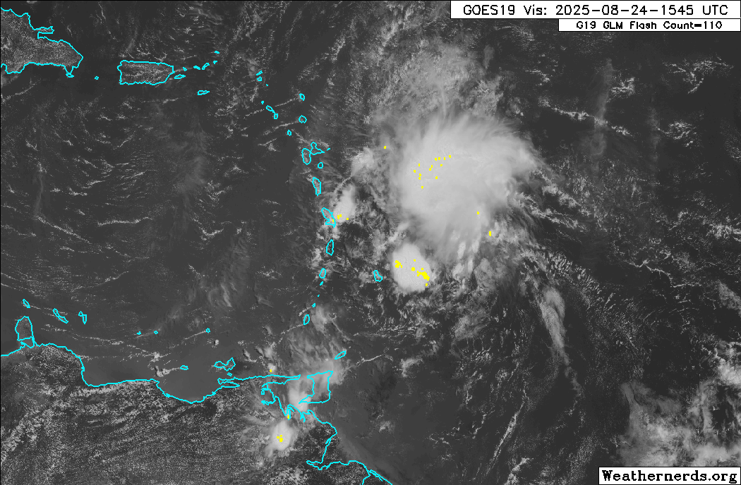 Satellite loop of Invest 99L northeast of Trinidad and Tobago (Weathernerds.org)