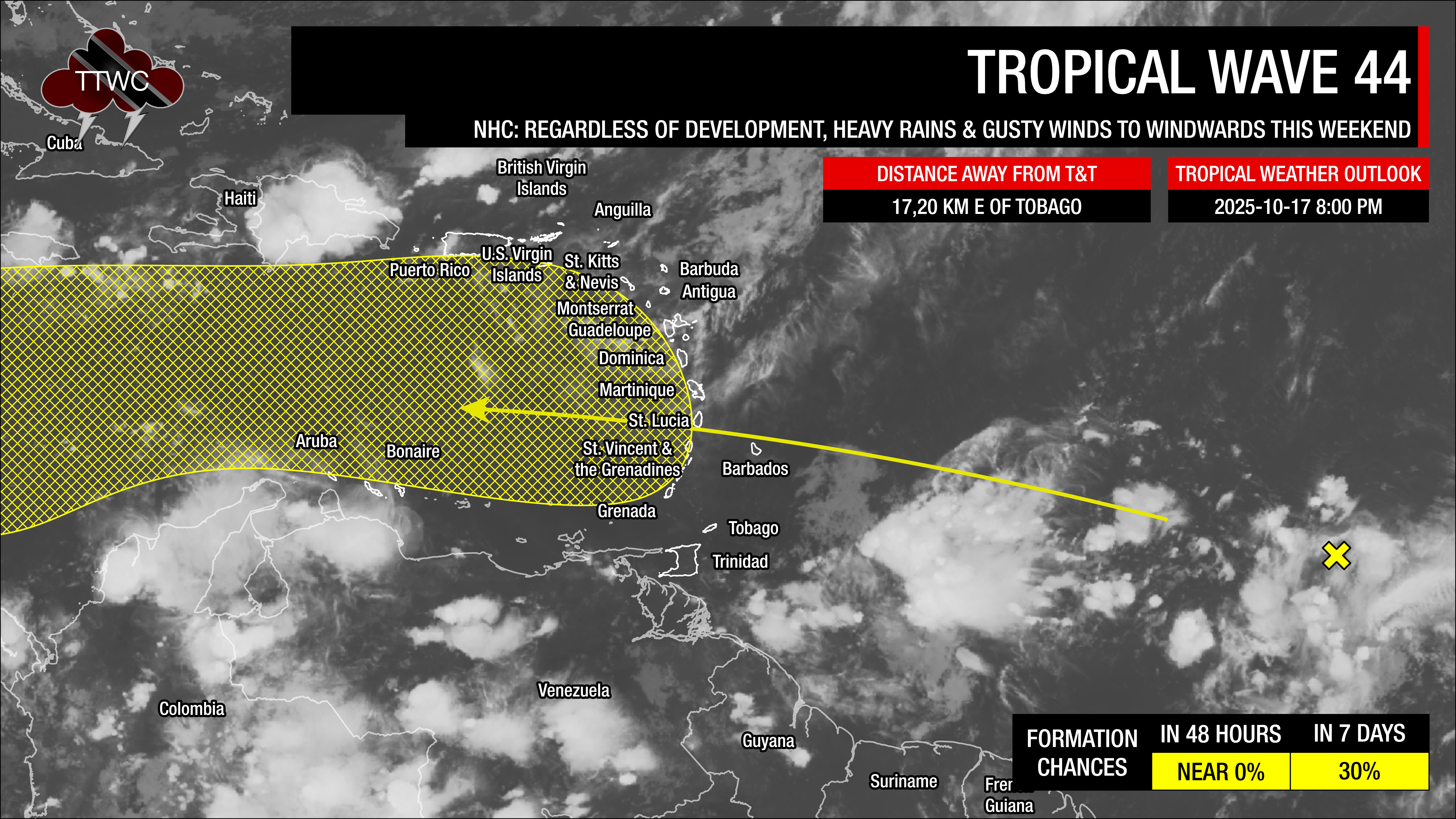 Tropical Weather Outlook as of 8:00 PM Friday, October 17th, 2025.