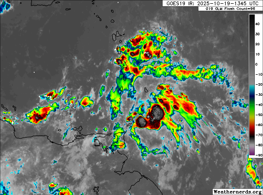 Invest 98L moving into the Caribbean Sea on Sunday afternoon (Weathernerds.org)